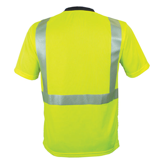 24-102CT-LB ANSI Type R Class 2 Short Sleeve T-Shirt with Segmented Tape - Lime/Black - Back