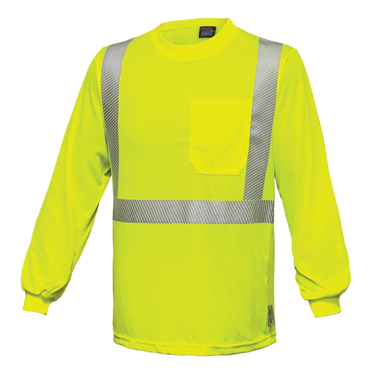 24-202CT ANSI Type R Class 2 Long Sleeve T-Shirt - Lime - 3/4 Left