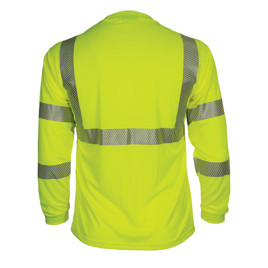 24-204CT ANSI Type R Class 3 Long Sleeve T-Shirt with Segmented Tape - Lime - Back