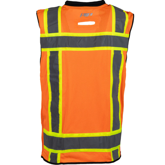 PIP 302-0660D Black Bottom Mesh Vest with "D" Ring Access, orange, detail
