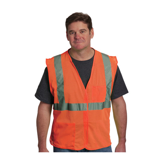 PIP 302-0702 Two Pocket Value Mesh Vest, orange, front