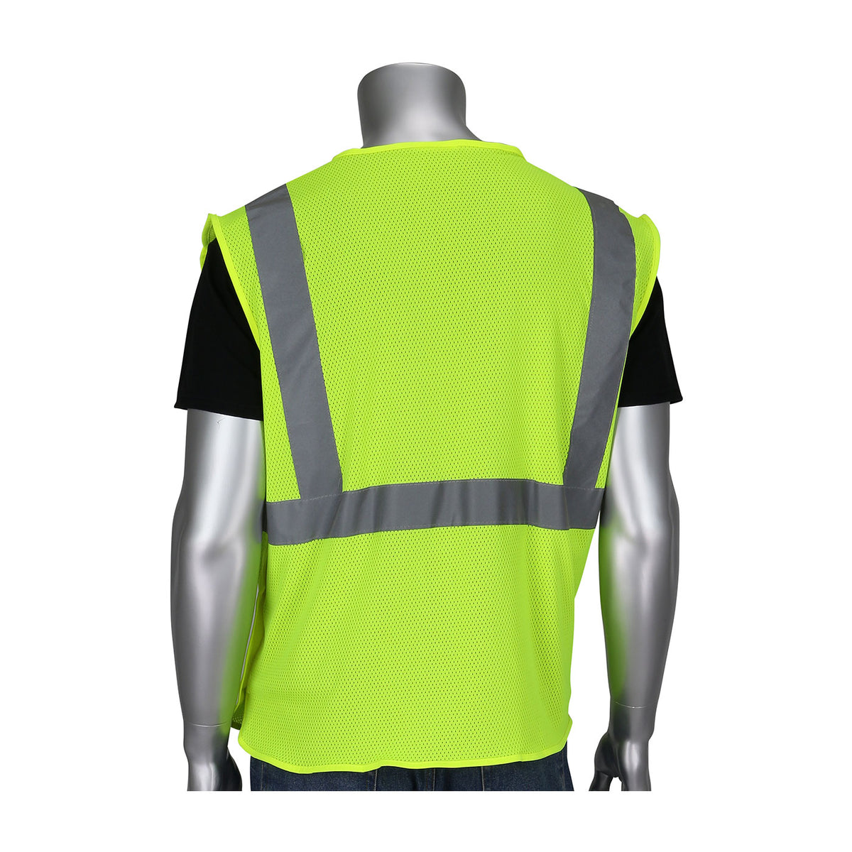 PIP 302-5PMV Three Pocket Mesh Breakaway Vest, lime, back