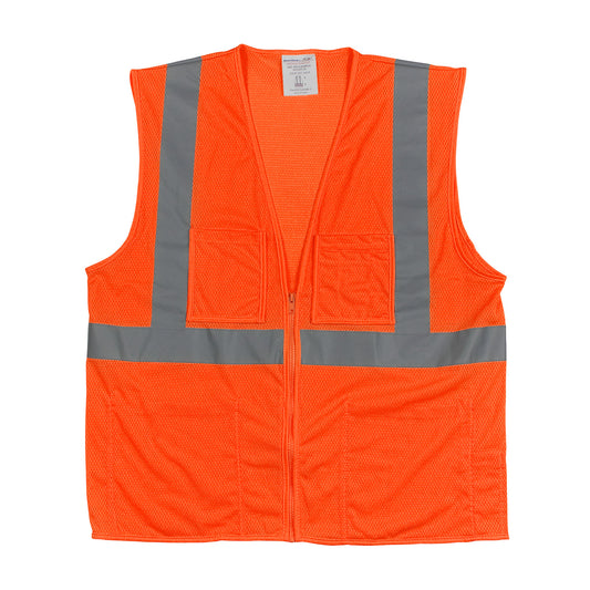 PIP 302-MVGZ4P Class 2 4-Pocket Value Mesh Vest, Orange, front 2