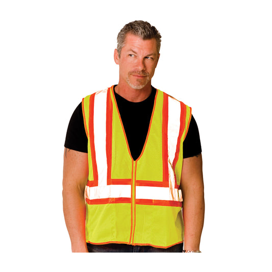 PIP 302-MV Class 2 Value Two-Tone Mesh Vest, Lime, front 2