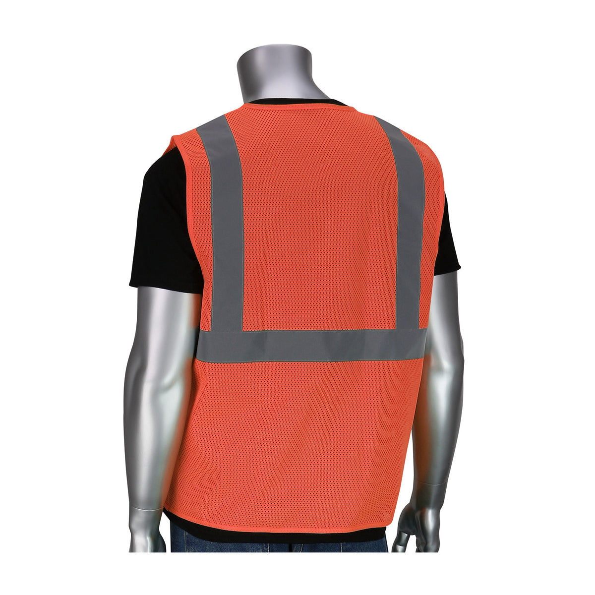 PIP 302-V100 Class 2 Dual-Sized Zipper Mesh Vest, Orange, back