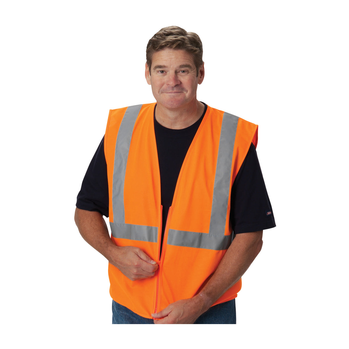 PIP 302-WCENGZ Value Zipper Solid Vest, orange, front