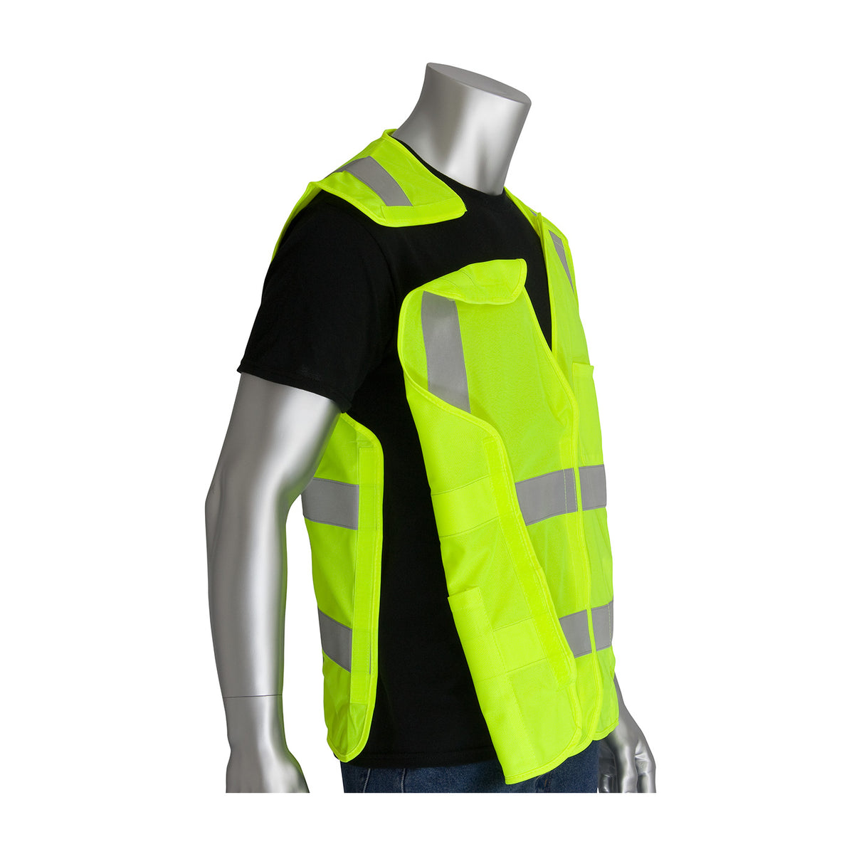 PIP 305-5PVFR FR Treated Solid Breakaway Vest, lime, breakaway side