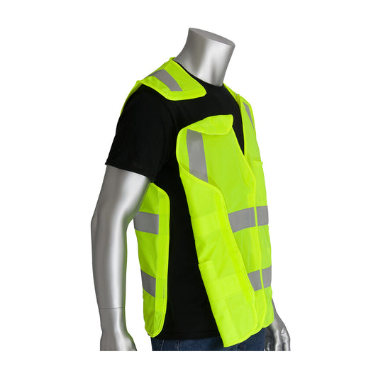 PIP 305-5PVFR FR Treated Solid Breakaway Vest, lime, breakaway side