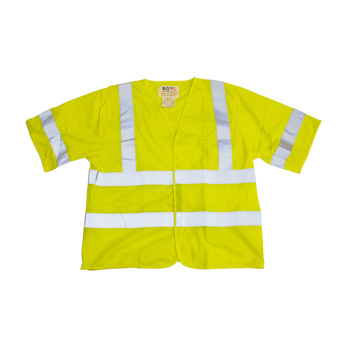 PIP 305-HSSVFR Class 3 FR Treated Solid Vest, Lime, front 4