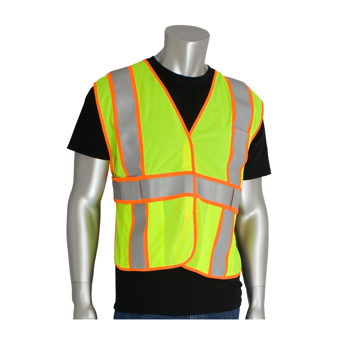 PIP 305-USV5FR Class 2 Two-Tone FR Treated Mesh Vest, Lime, front