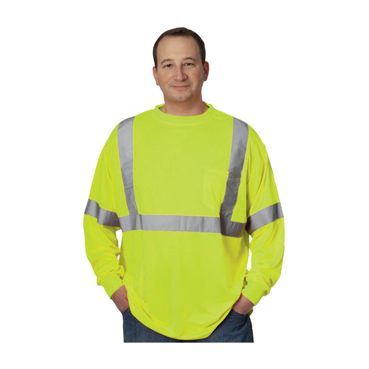 PIP 313-1300 Class 3 Long Sleeve T-Shirt, Lime, front 2