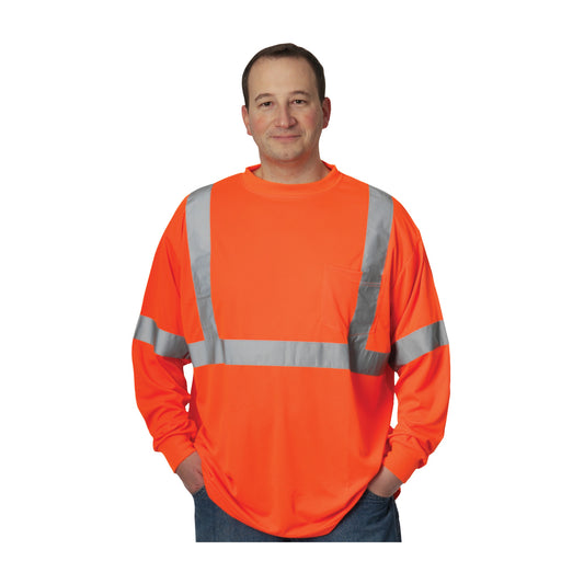 PIP 313-1300 Class 3 Long Sleeve T-Shirt, Orange, front 2