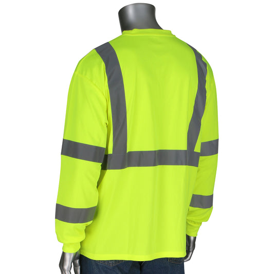 PIP 313-1390B Class 3 Long Sleeve T-Shirt, Lime, back