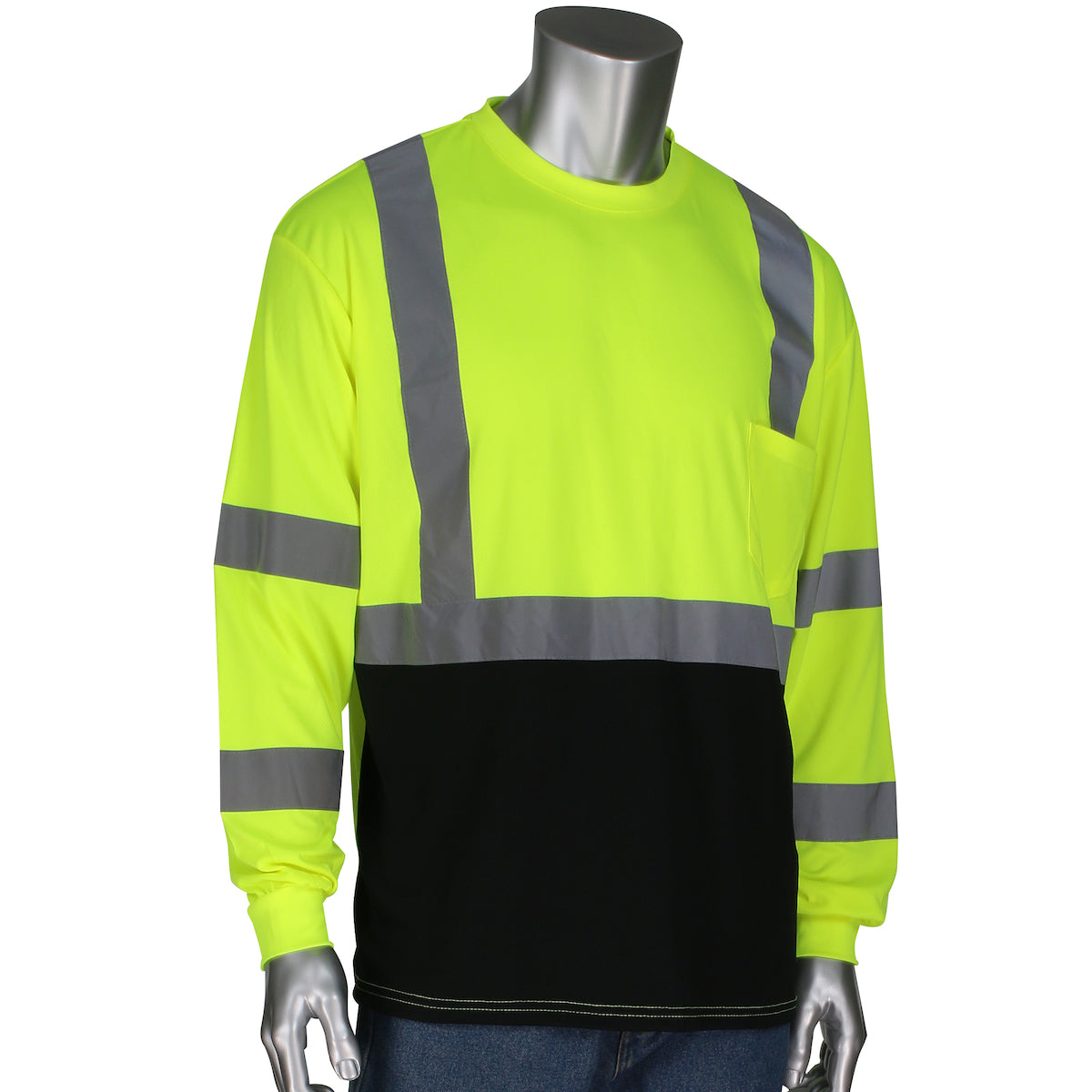 PIP 313-1390B Class 3 Long Sleeve T-Shirt, Lime, front