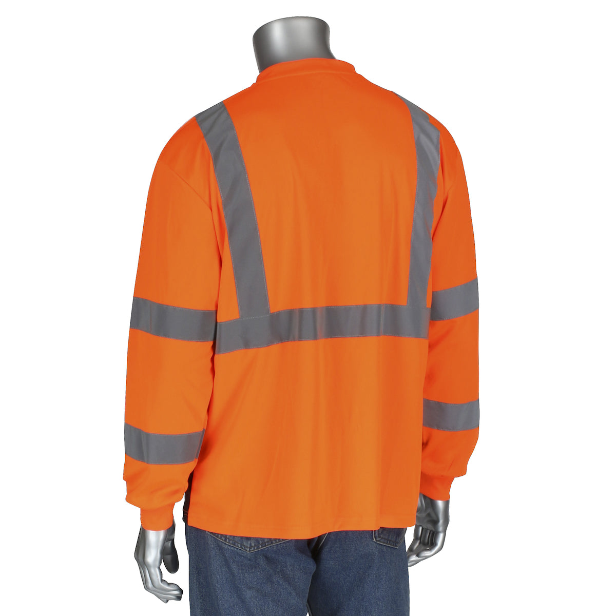 PIP 313-1390B Class 3 Long Sleeve T-Shirt, Orange, back