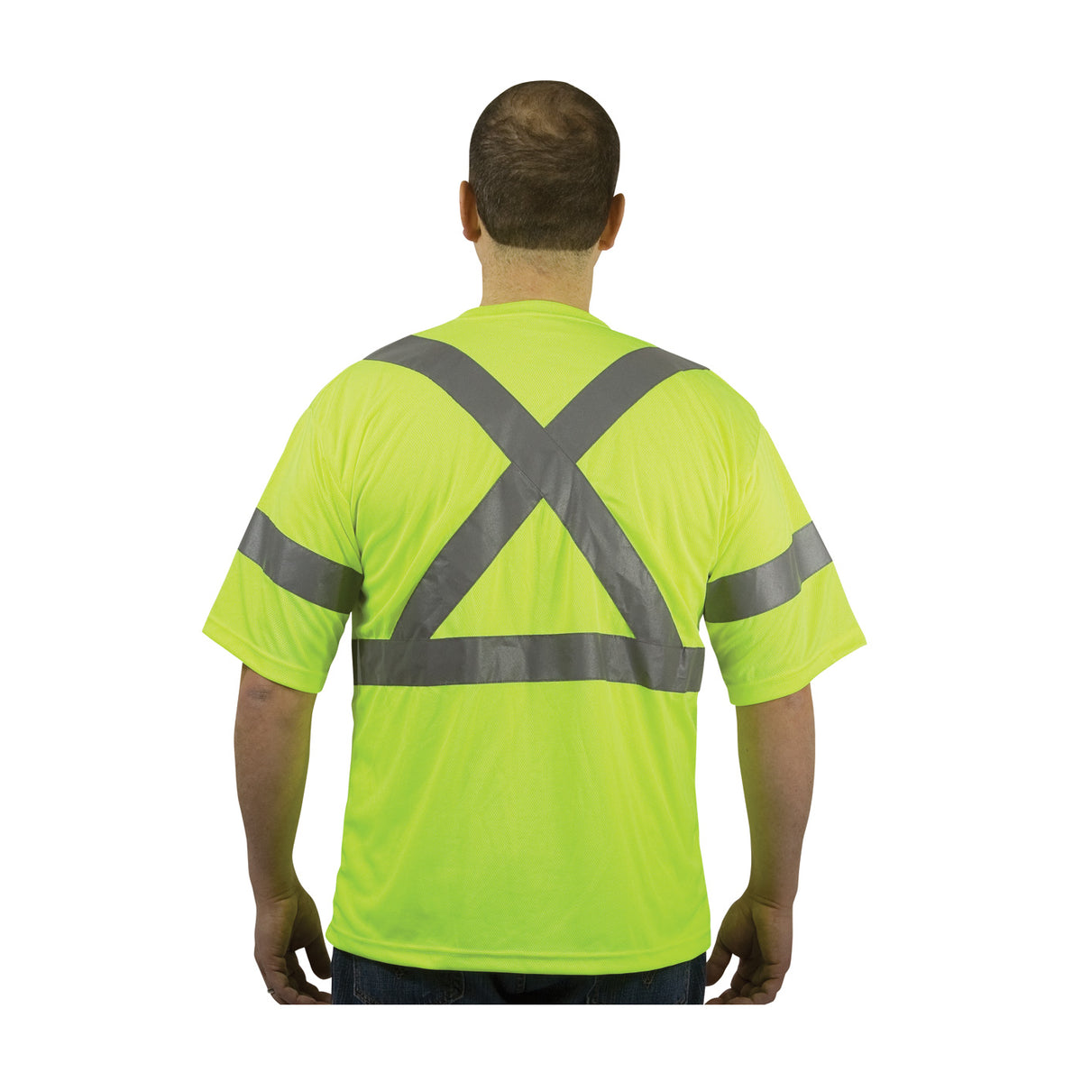PIP 313-1400 Class 3 X-Back Short Sleeve T-Shirt, Lime, back 2