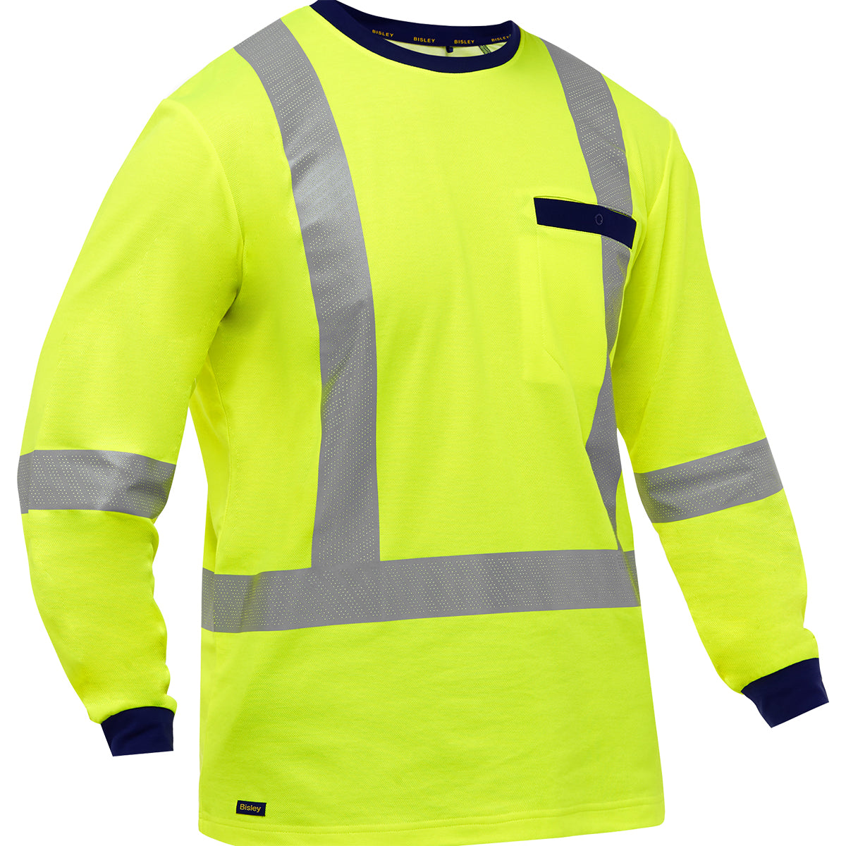 Bisley 313M6118X Class 3 Essentials Long Sleeve Shirt, Lime, front
