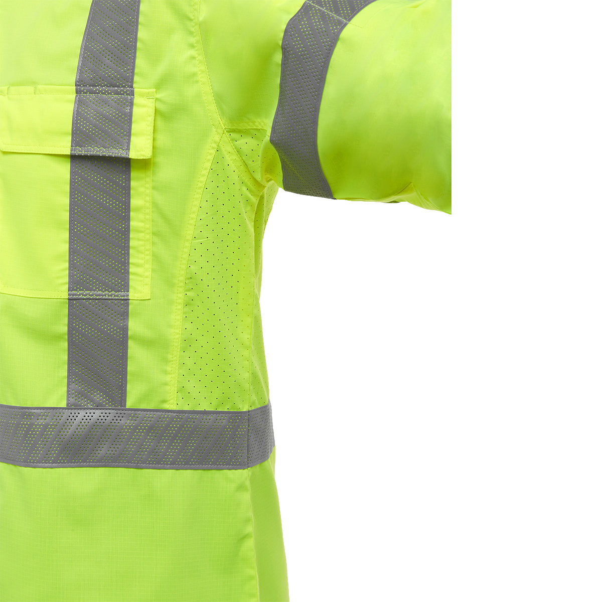 Bisley 313M6490X Class 3 Long Sleeve Work Shirt, Lime, sleeve detail
