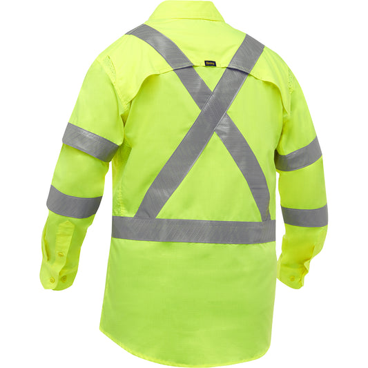 Bisley 313M6490X Class 3 Long Sleeve Work Shirt, Lime, back