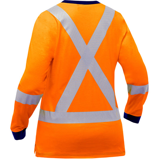 Bisley 313W6118X Class 3 Women's Long Sleeve Shirt, Orange, back