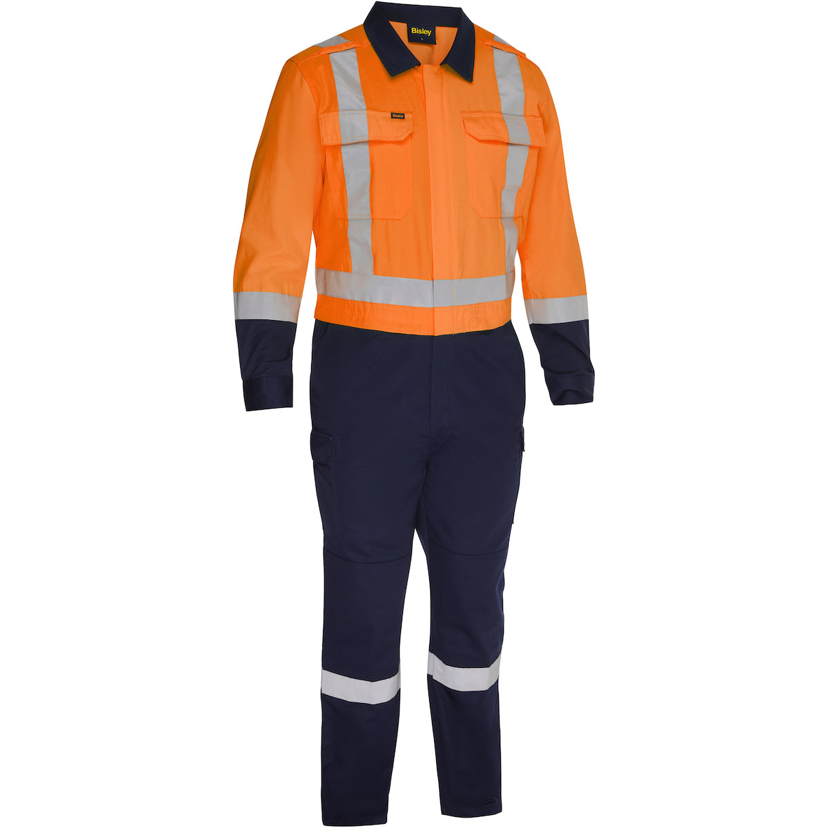 Bisley 314M6369H Class 2 Vented Coverall, Orange/Navy, front