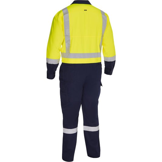 Bisley 314M6369H Class 2 Vented Coverall, Lime/Navy, back