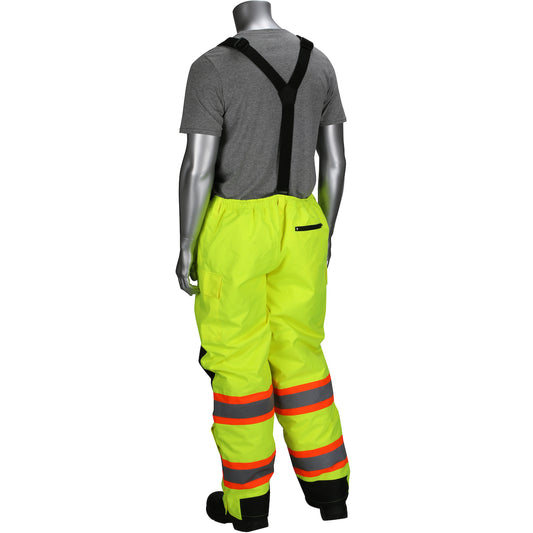 PIP 318-1780 Class E Insulated Two-Tone Bib Overalls, Lime, back