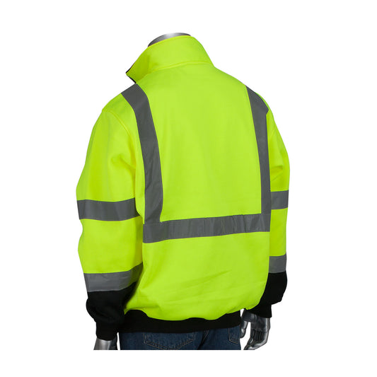 PIP 323-1330B Class 3 Quarter-Zip Pullover Sweatshirt, Lime, back