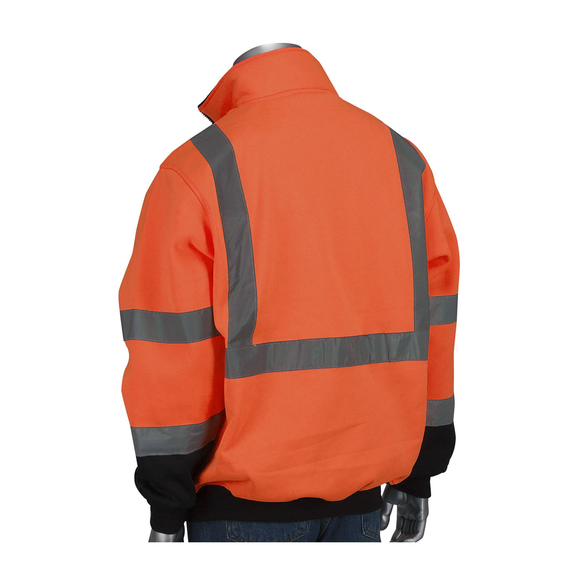 PIP 323-1330B Class 3 Quarter-Zip Sweatshirt, Orange, back