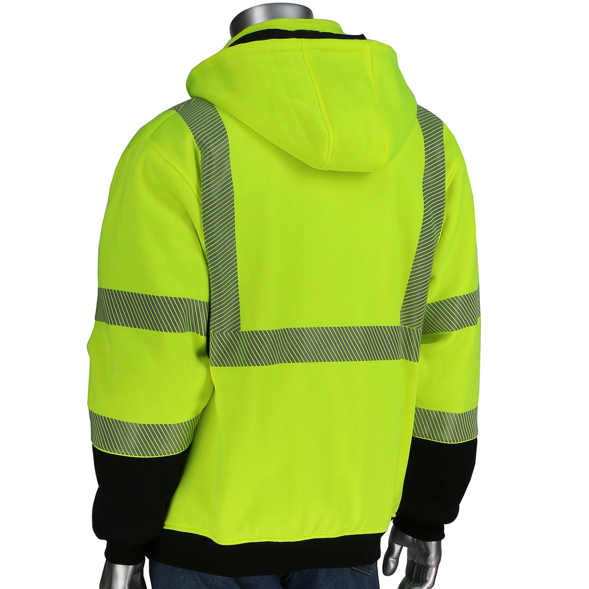 PIP 323-1400S Class 3 Reversible Full Zip Hooded Sweatshirt, Lime, back