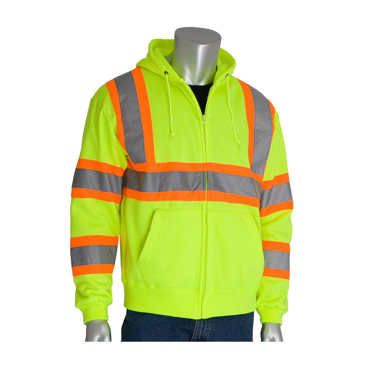 PIP 323-HSSP Class 3 Two-Tone Hoodie, Lime, front
