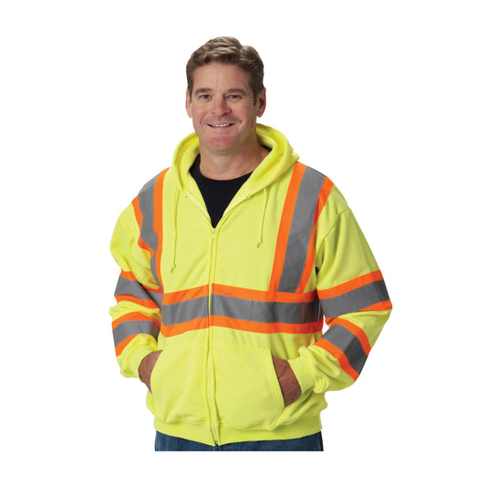 PIP 323-HSSP Class 3 Two-Tone Hoodie, Lime, front 2