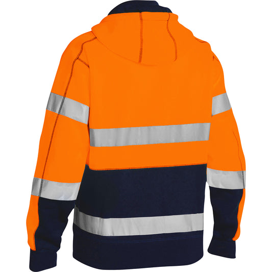 Bisley 323M6988T Class 3 Full Zip Hooded Sweatshirt, Orange/Navy, back