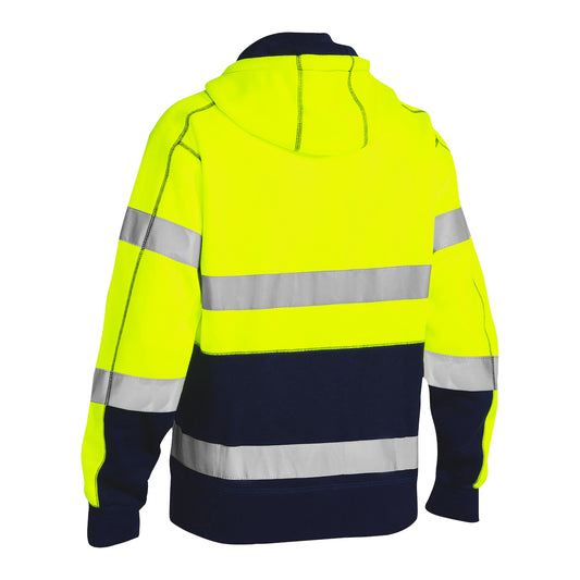 Bisley 323M6988T Class 3 Full Zip Hooded Sweatshirt, Lime/Navy, back