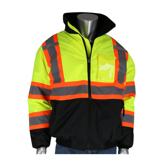 PIP 333-1745X Class 3 X-Back Bomber Jacket, Lime, front