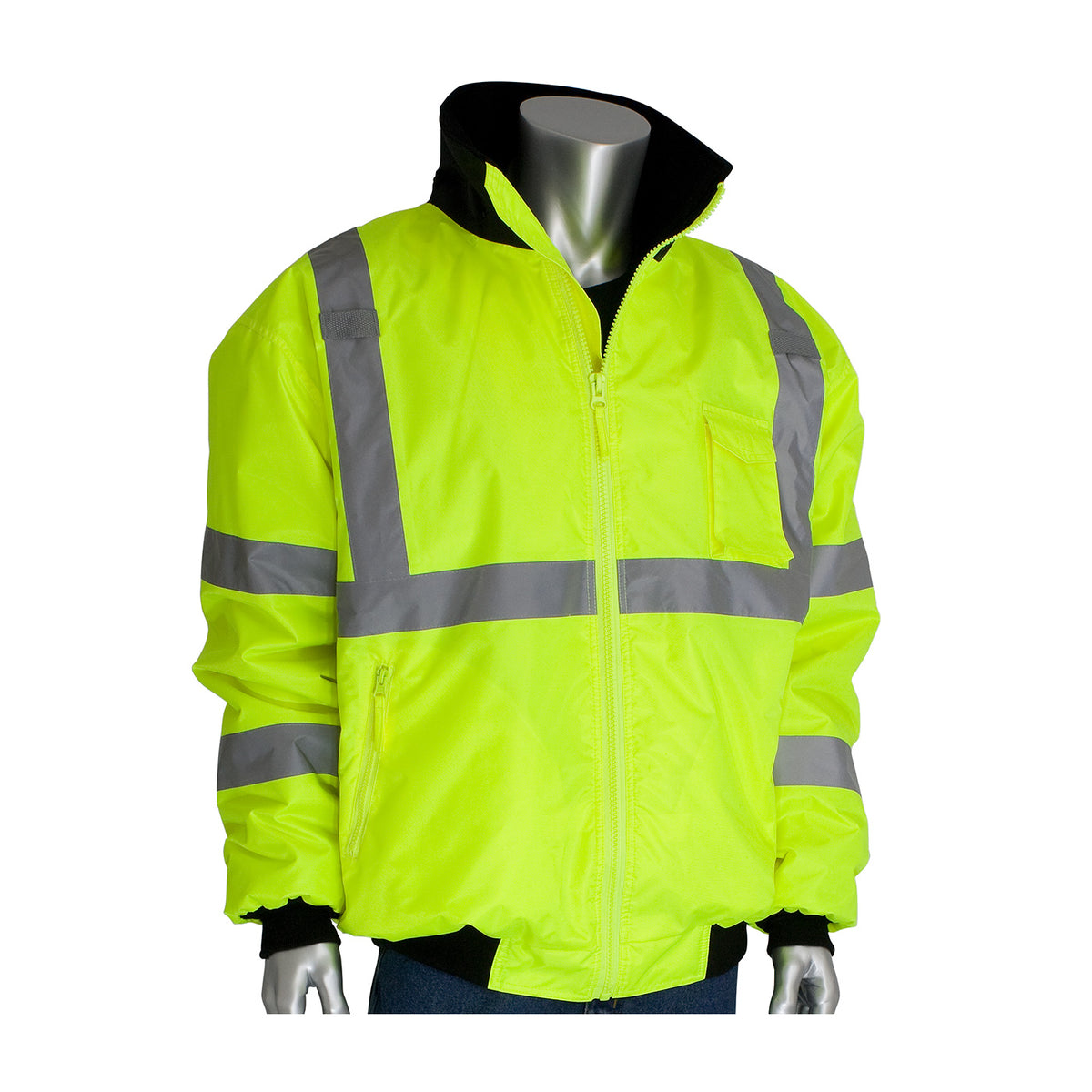 PIP 333-1762 Class 3 Value Bomber Jacket, Lime, front