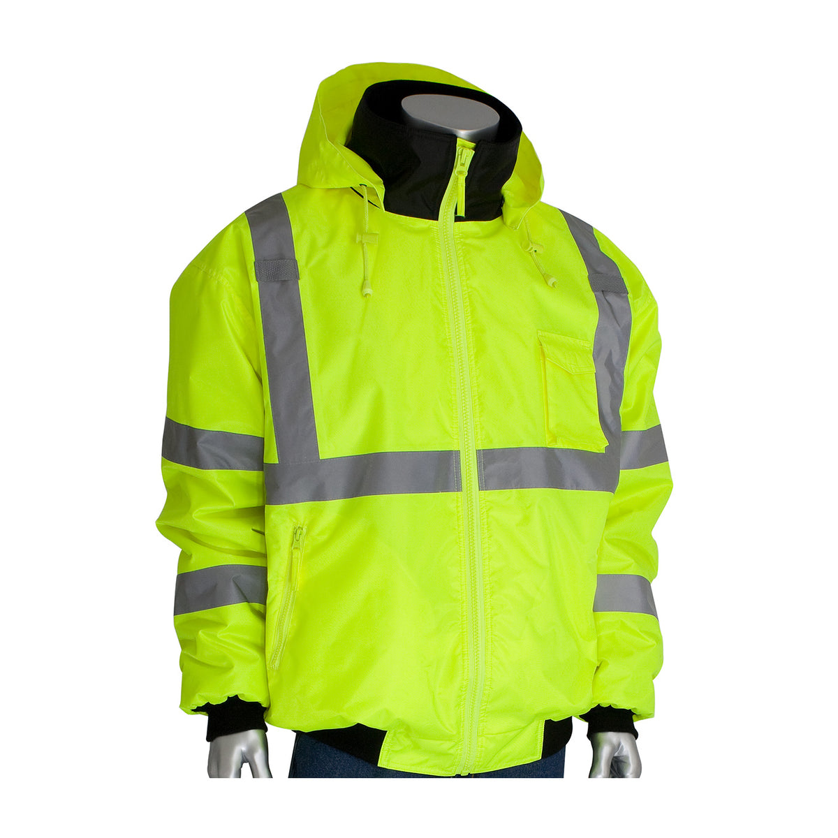 PIP 333-1762 Class 3 Value Bomber Jacket, Lime, front 3