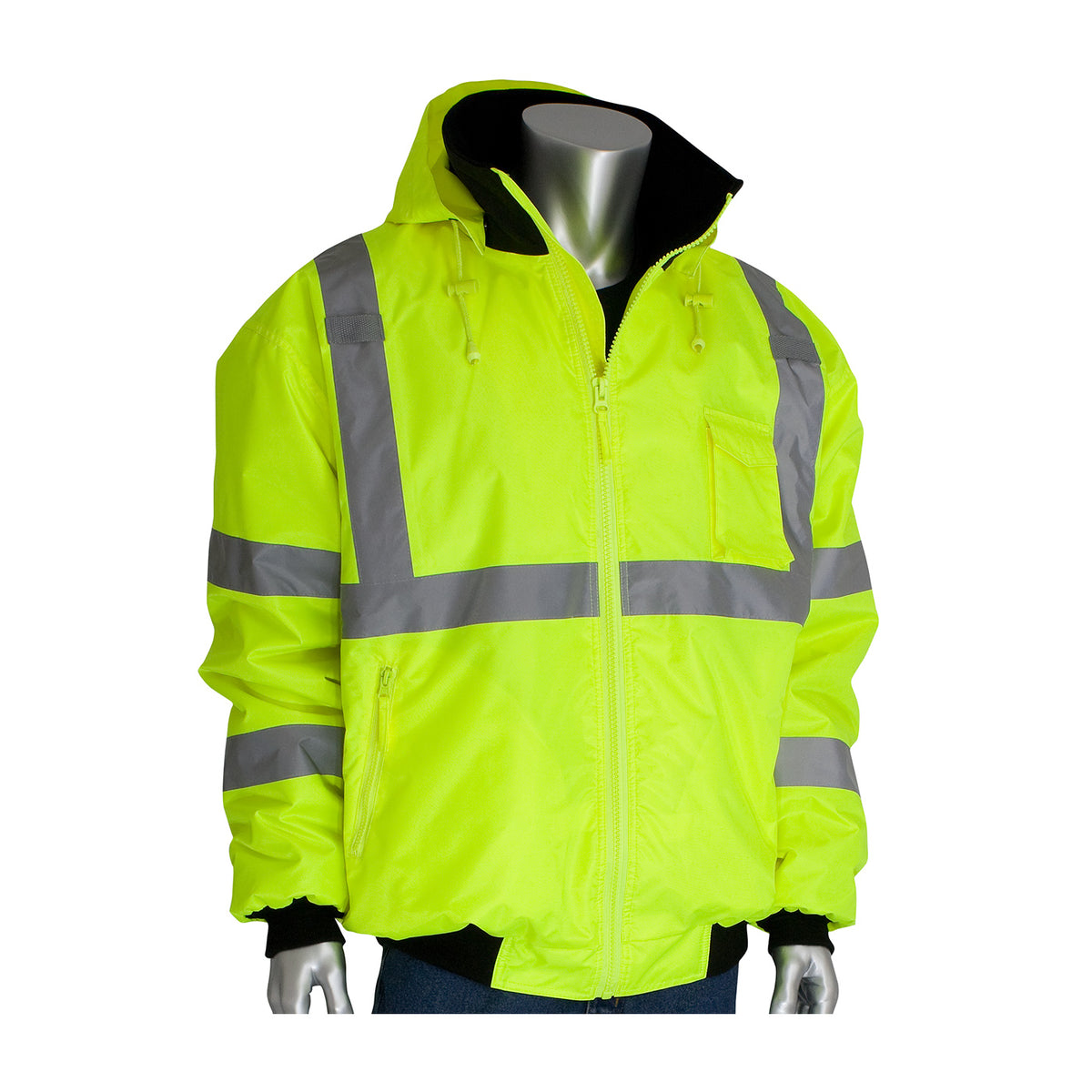 PIP 333-1762 Class 3 Value Bomber Jacket, Lime, front 2