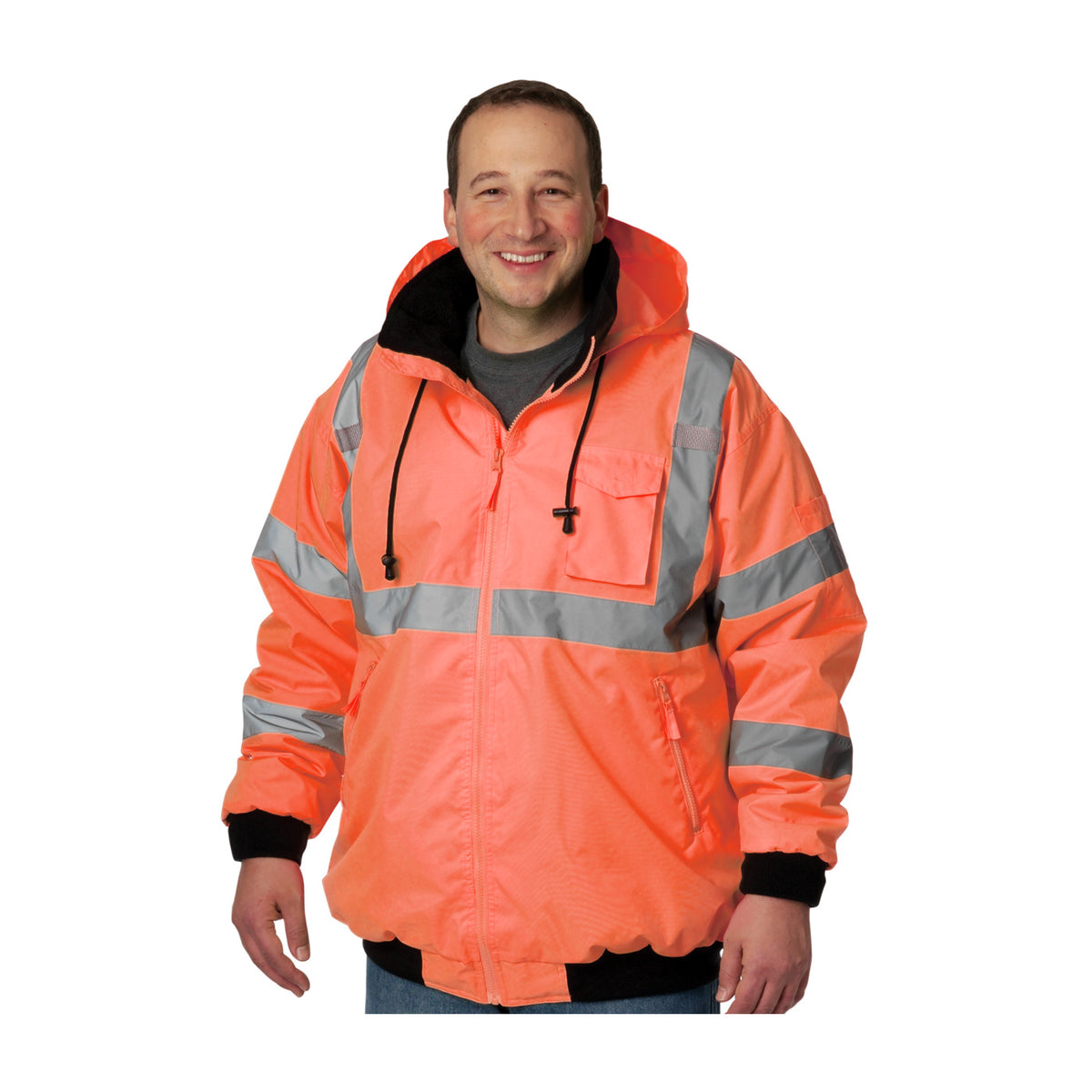 PIP 333-1762 Class 3 Value Bomber Jacket, Orange, front 5