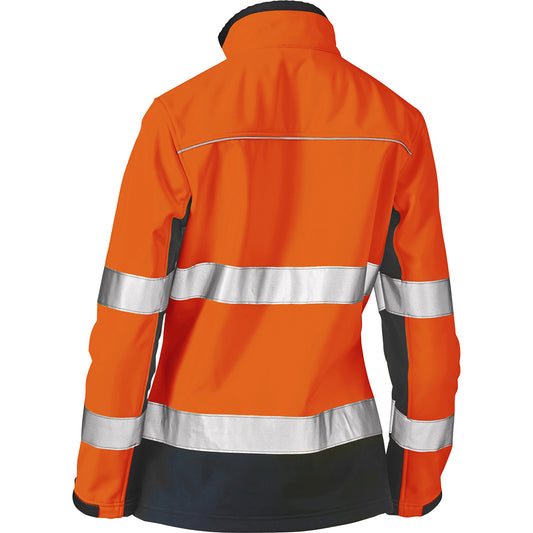 Bisley 333W6059T Class 2 Women's Softshell Jacket, Orange/Navy, back