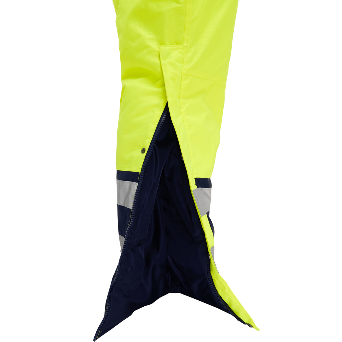 Bisley 344M6453X Class 3 Extreme Cold Coverall, Lime/Navy, leg detail