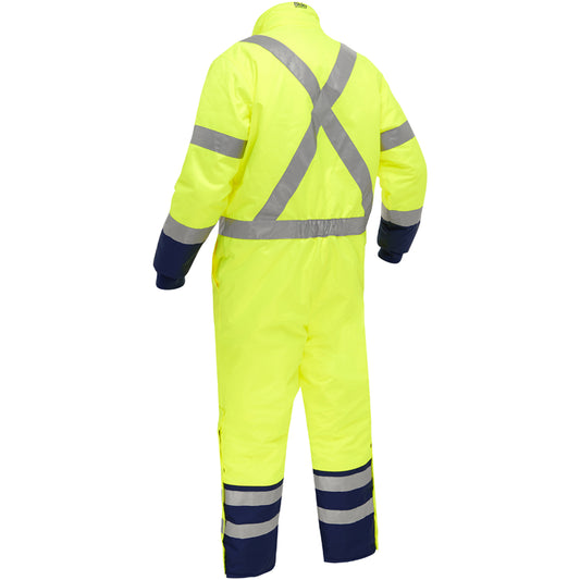 Bisley 344M6453X Class 3 Extreme Cold Coverall, Lime/Navy, back