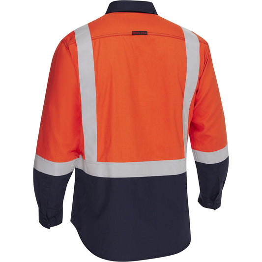 Bisley 385MFRHS AR/FR Men's Long Sleeve Button Down, Orange/Navy, back