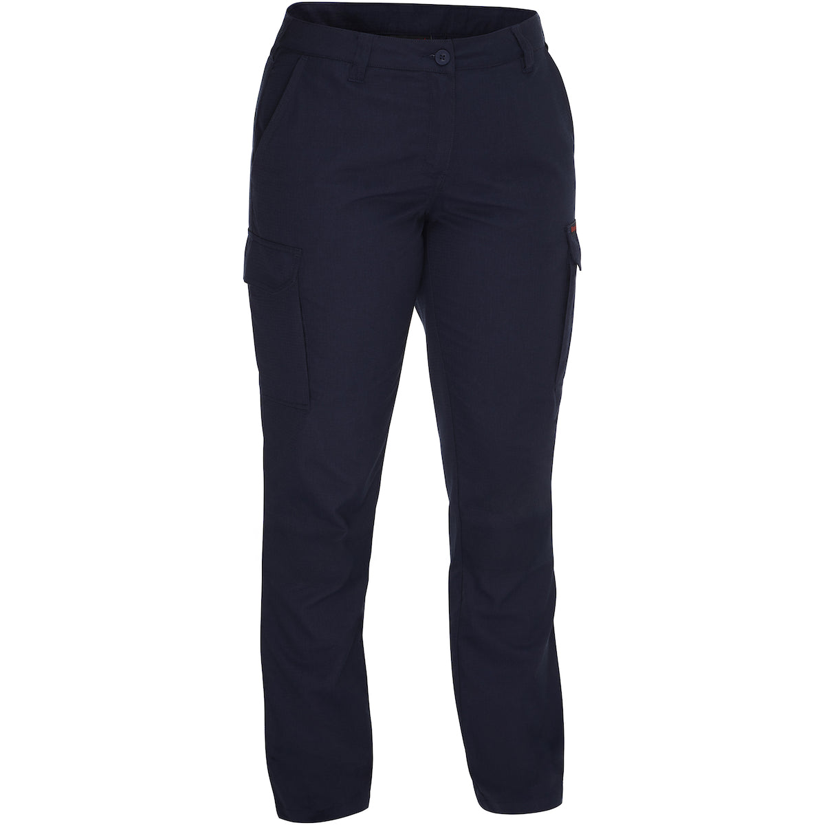 Bisley 385WFRCP Dual-Certified AR/FR Women's Ripstop Industrial Cargo Pant - Industrial Wash Durable - 9.0 cal/cm², navy, front
