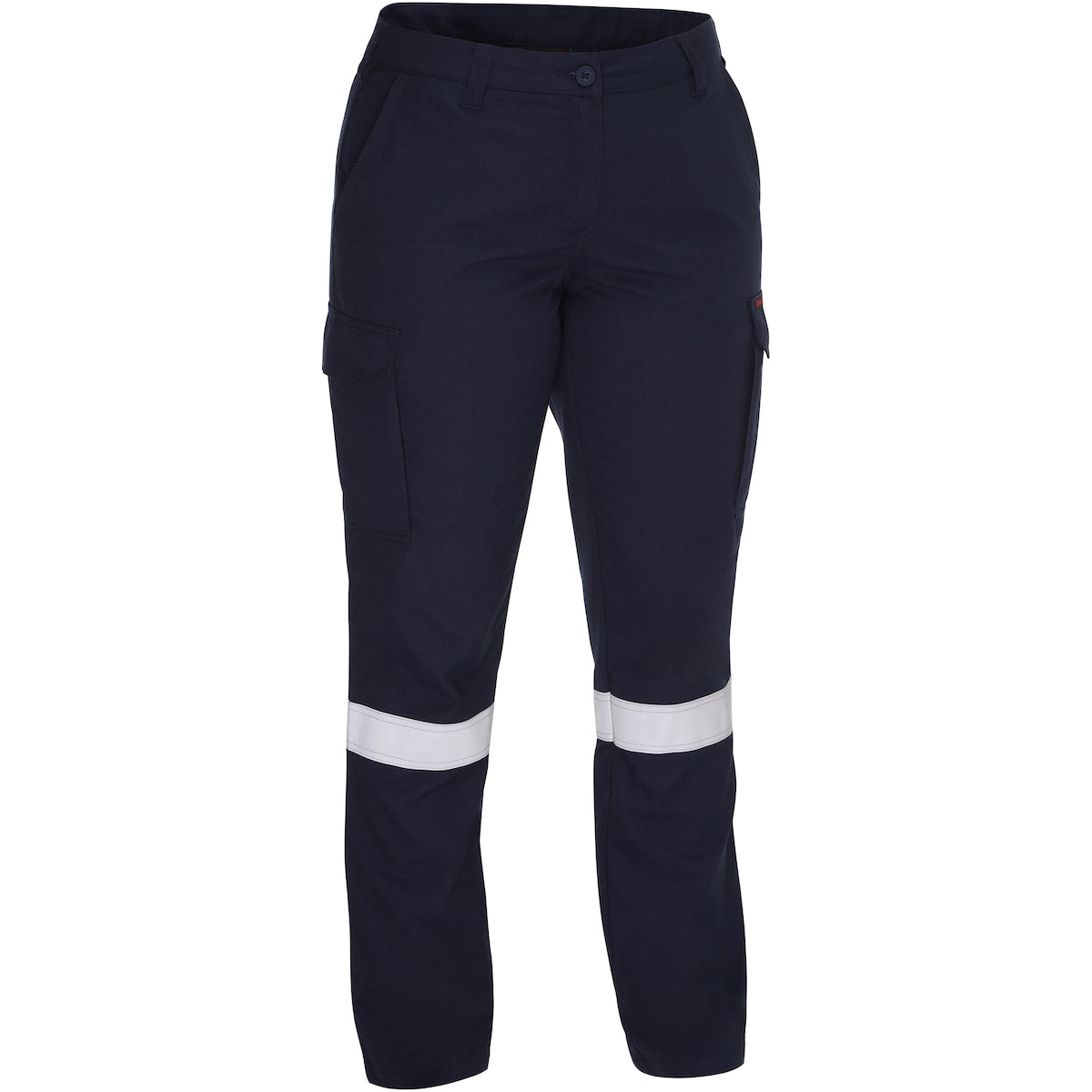 Bisley 385WFRCS Dual-Certified AR/FR Women's Ripstop Industrial Taped Cargo Pant - Industrial Wash Durable - 9.0 cal/cm², navy, front