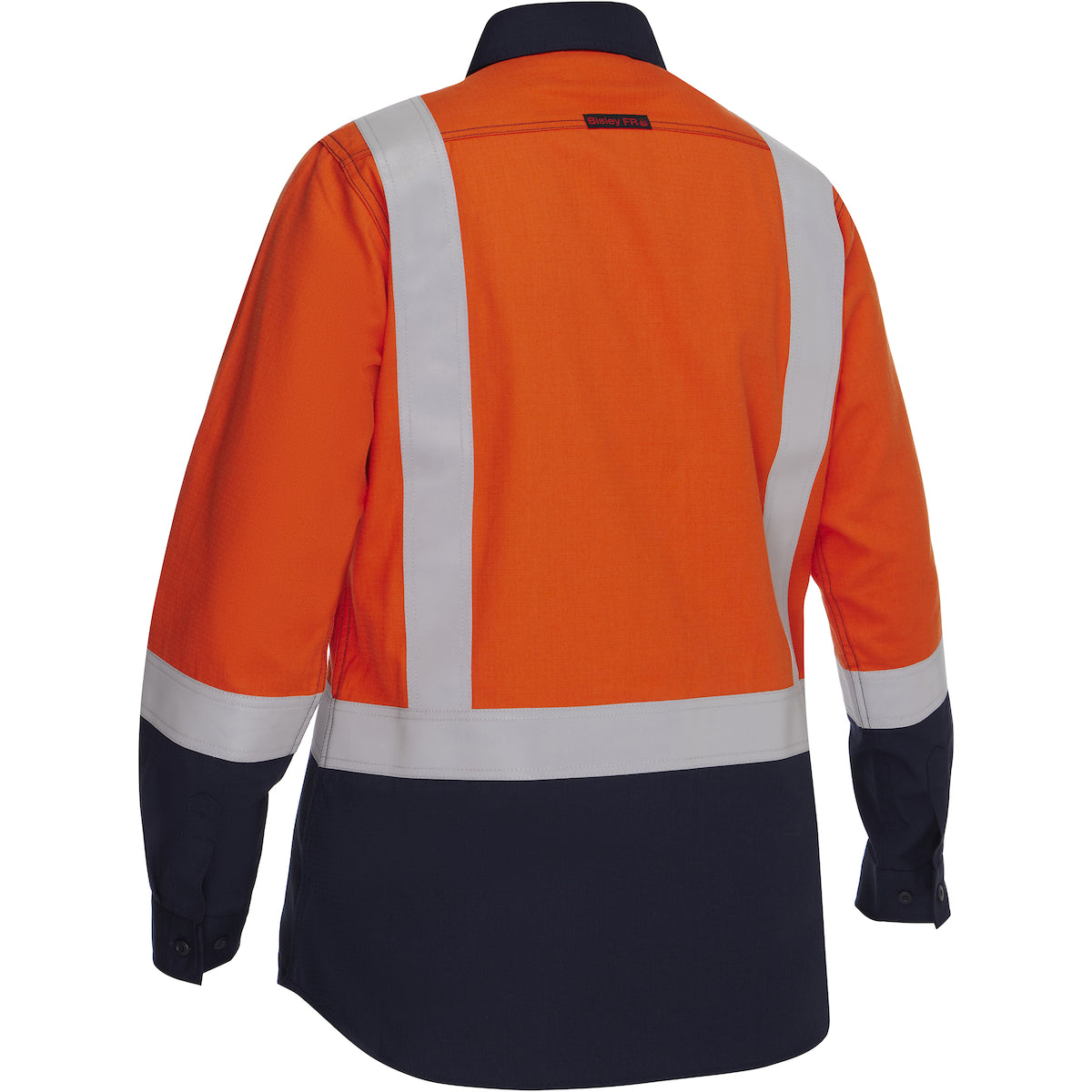 Bisley 385WFRHS AR/FR Women's Long Sleeve Button Down, Orange/Navy, back