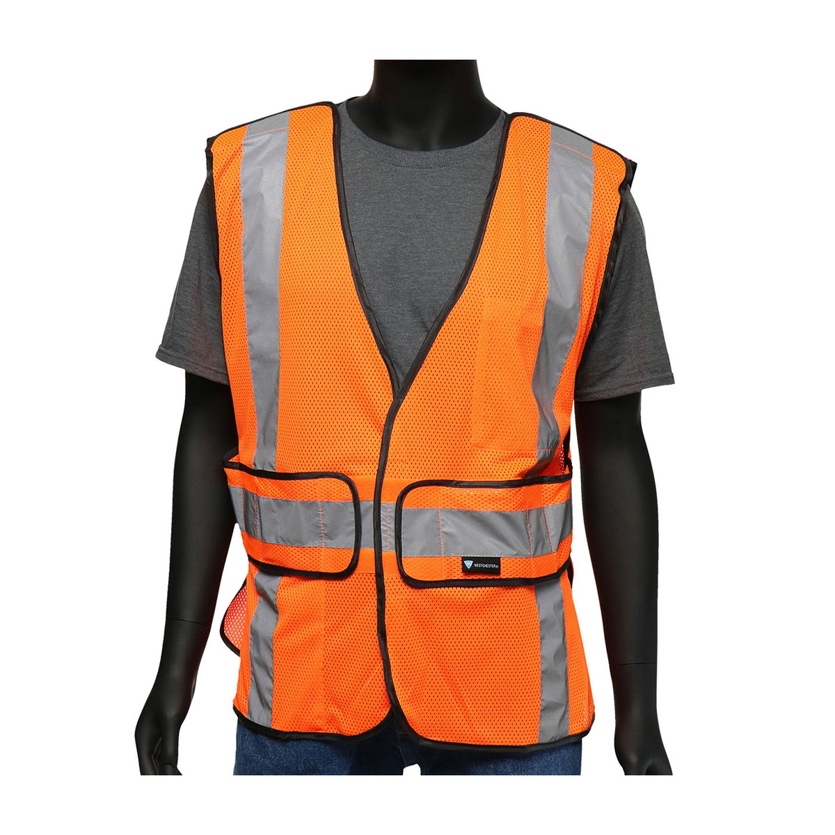 PIP 47201 Class 2 Viz-Up 3-Pocket Breakaway Vest, Orange, front
