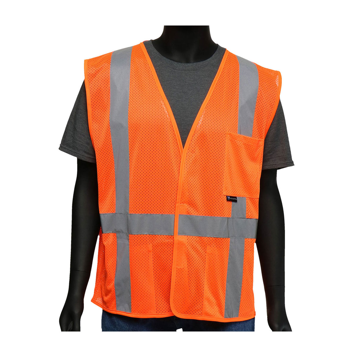 PIP 47218 Class 2 Viz-Up FR Treated 3-Pocket Vest, Orange, front