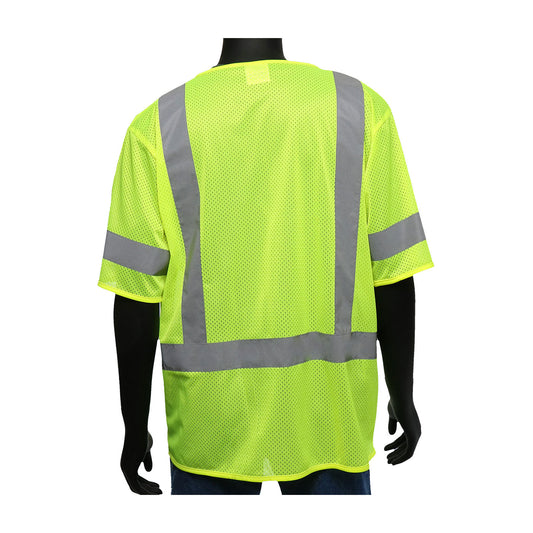 PIP 47308 Class 3 Viz-Up 3-Pocket FR Treated Mesh Vest, Lime, detail
