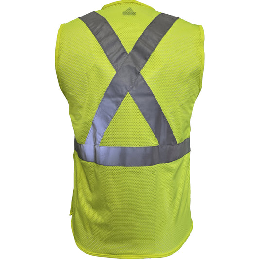 24-502SX ANSI Type R Class 2 Three Pocket Mesh Breakaway Vest - Lime - Back